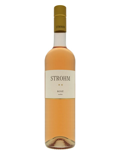 Eine Weinflasche Strohm Rosé